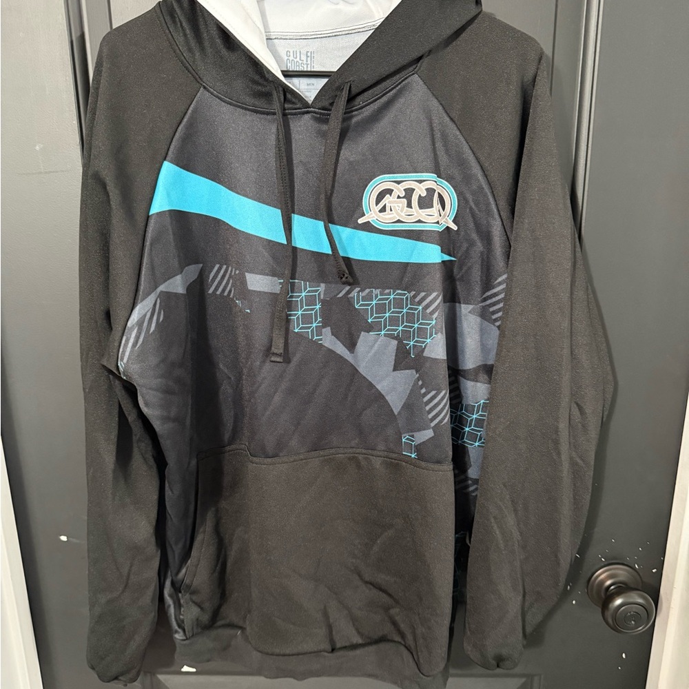 Disc Golf Black and Teal Hoodie